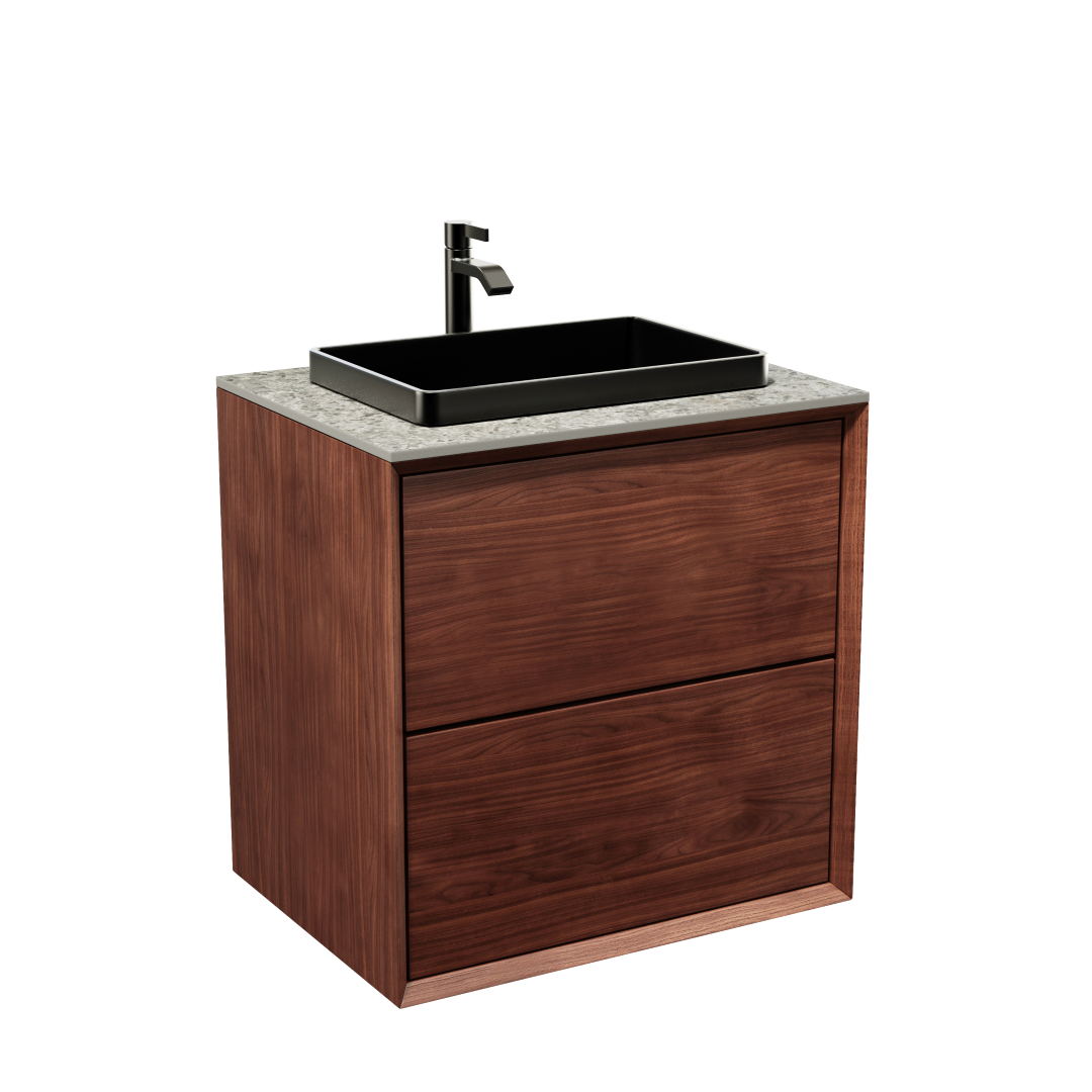 Kommod Massiv Valnöt 60 cm - IW60 + Nedsänkt tvättställ från Tapwell