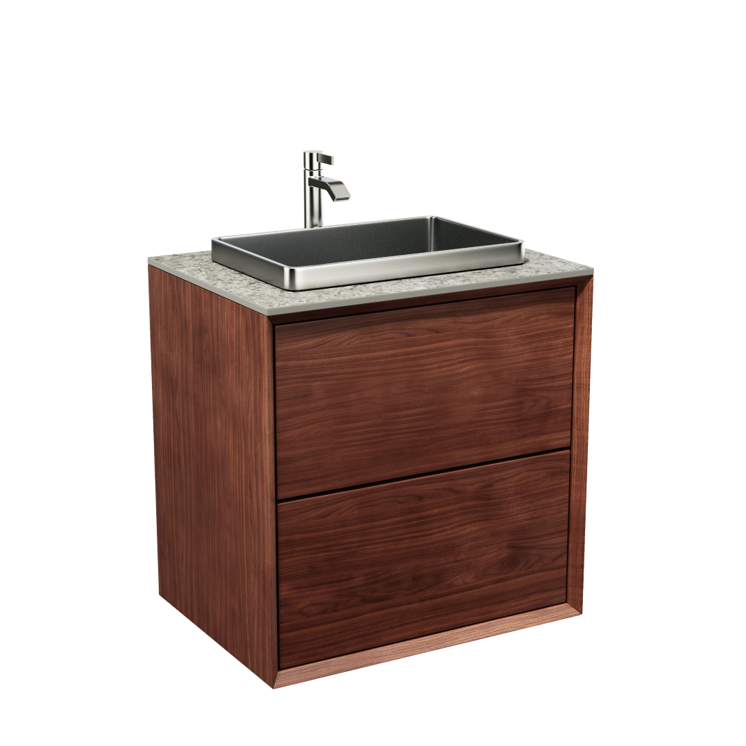 Kommod Massiv Valnöt 60 cm - IW60 + Nedsänkt tvättställ från Tapwell